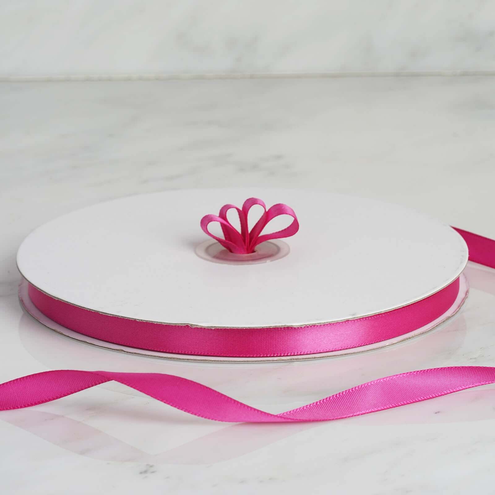 100 Yards 3/8" Fuchsia Single Face Decorative Satin Ribbon