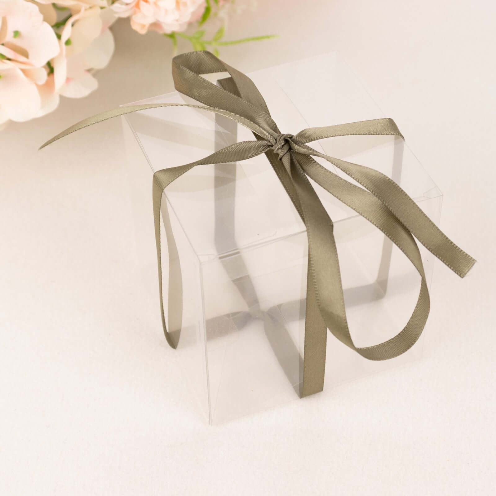 100 Yards 3/8" Dusty Sage Green Single Face Decorative Satin Ribbon