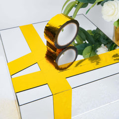 100 Yds 2" Gold Metallic Film Tape Adhesive, DIY Floral Wrap Craft Decor Tape - Polyester with Acrylic