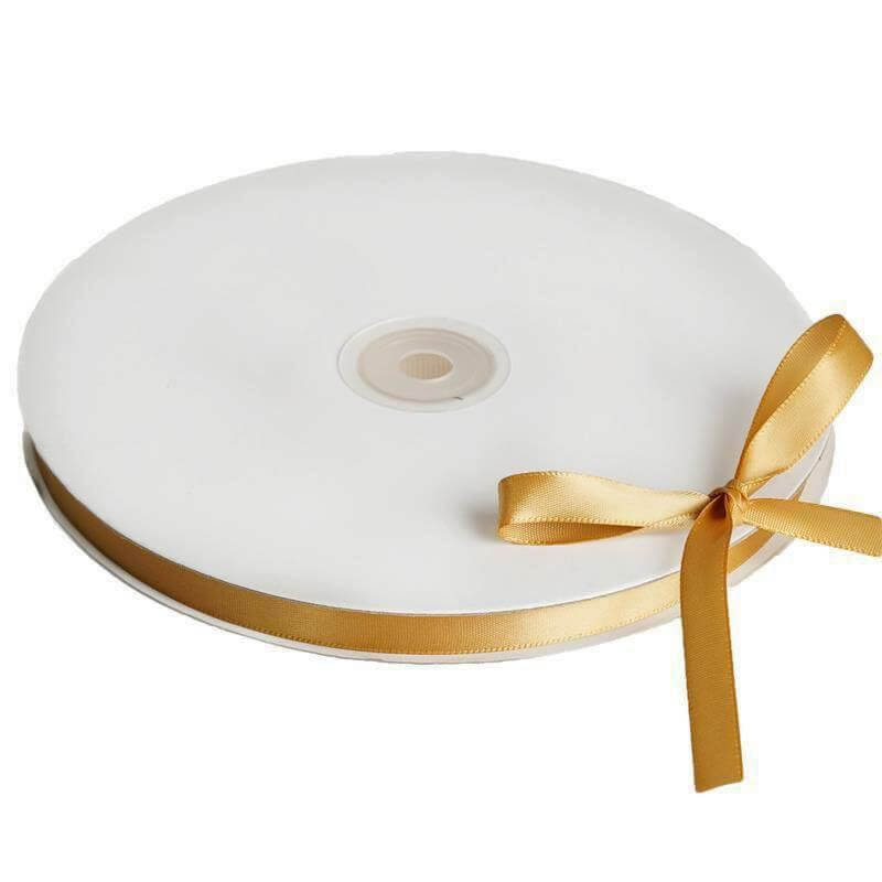 100 Yards 3/8" Gold Single Face Decorative Satin Ribbon