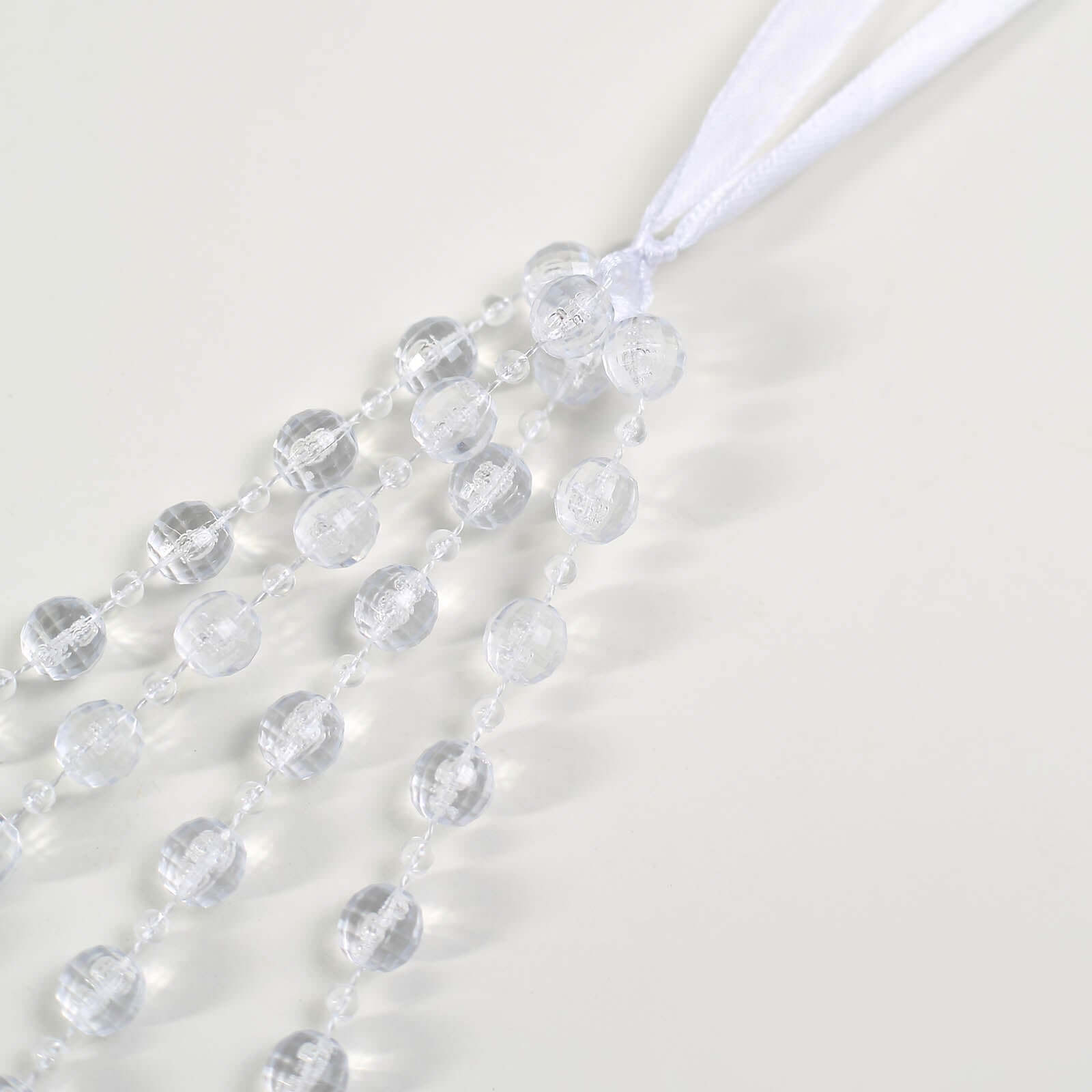 Faux Pearl Beaded 16" Chair Back Garland Sash Clear Gatsby-Inspired Style - Pre-Tied Chic Wedding Decor for Chiavari Chairs