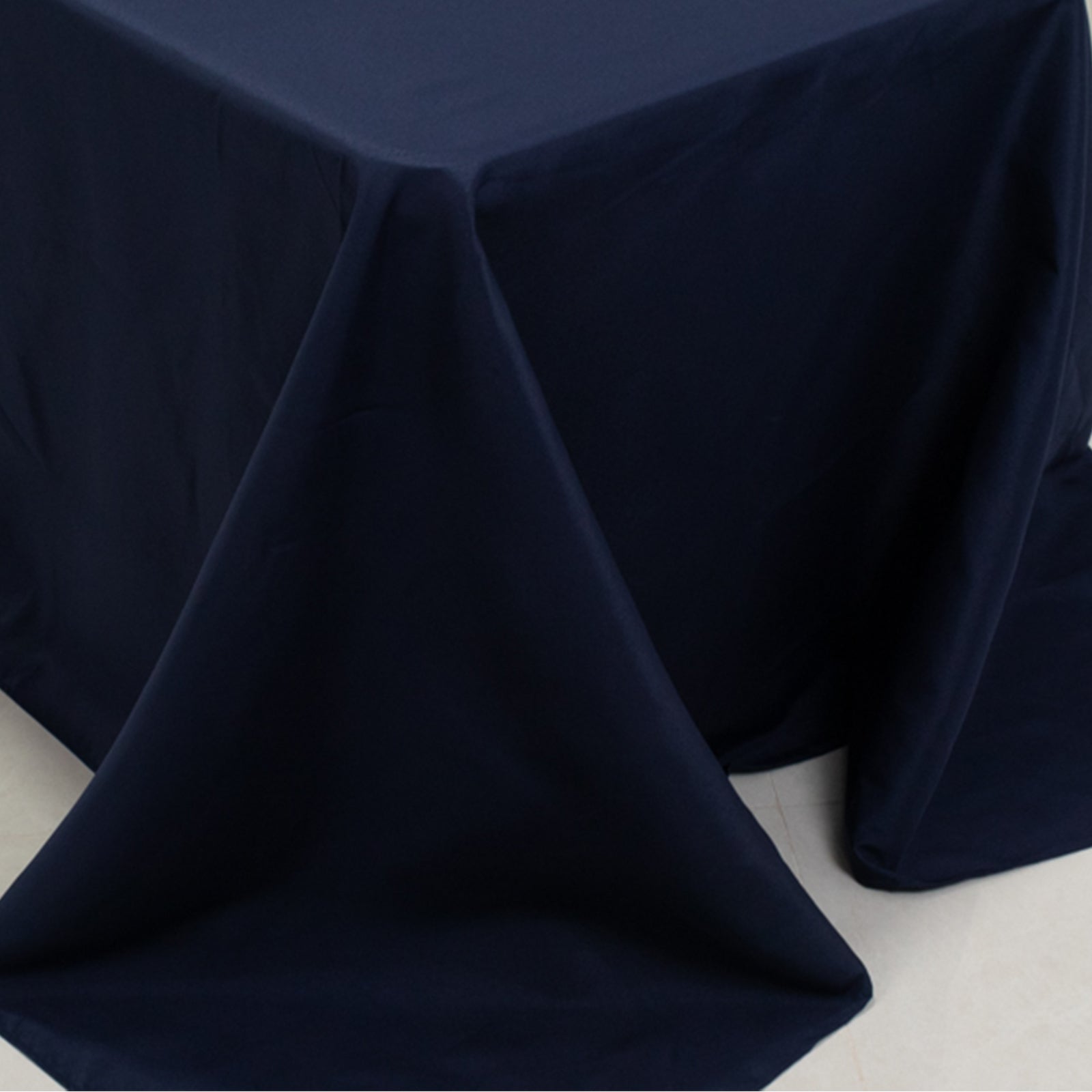 Fire Retardant Premium Polyester 90"x156" Rectangular Tablecloth Navy Blue - High-Performance Seamless Table Cover
