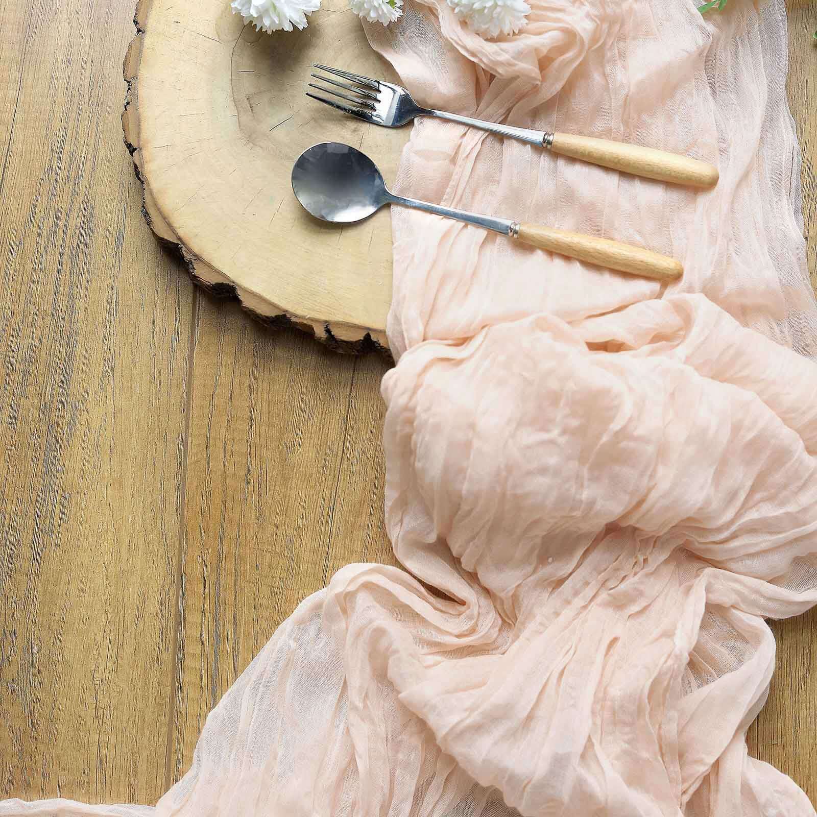 Gauze Cheesecloth 10ft Table Runner Blush - Rustic Boho Style