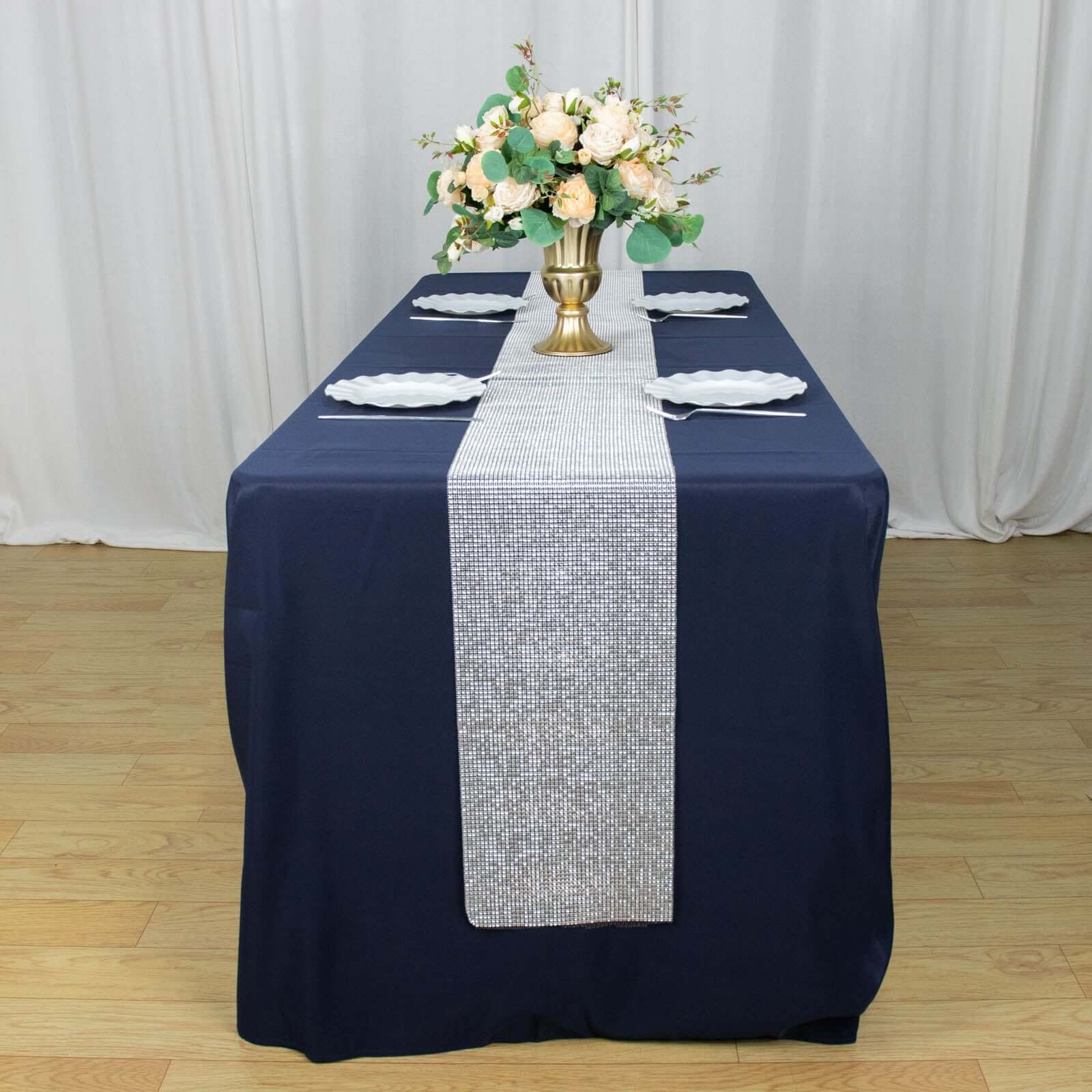 Crystal Rhinestone 10"x108" Table Runner Silver - Chic Diamond Accent