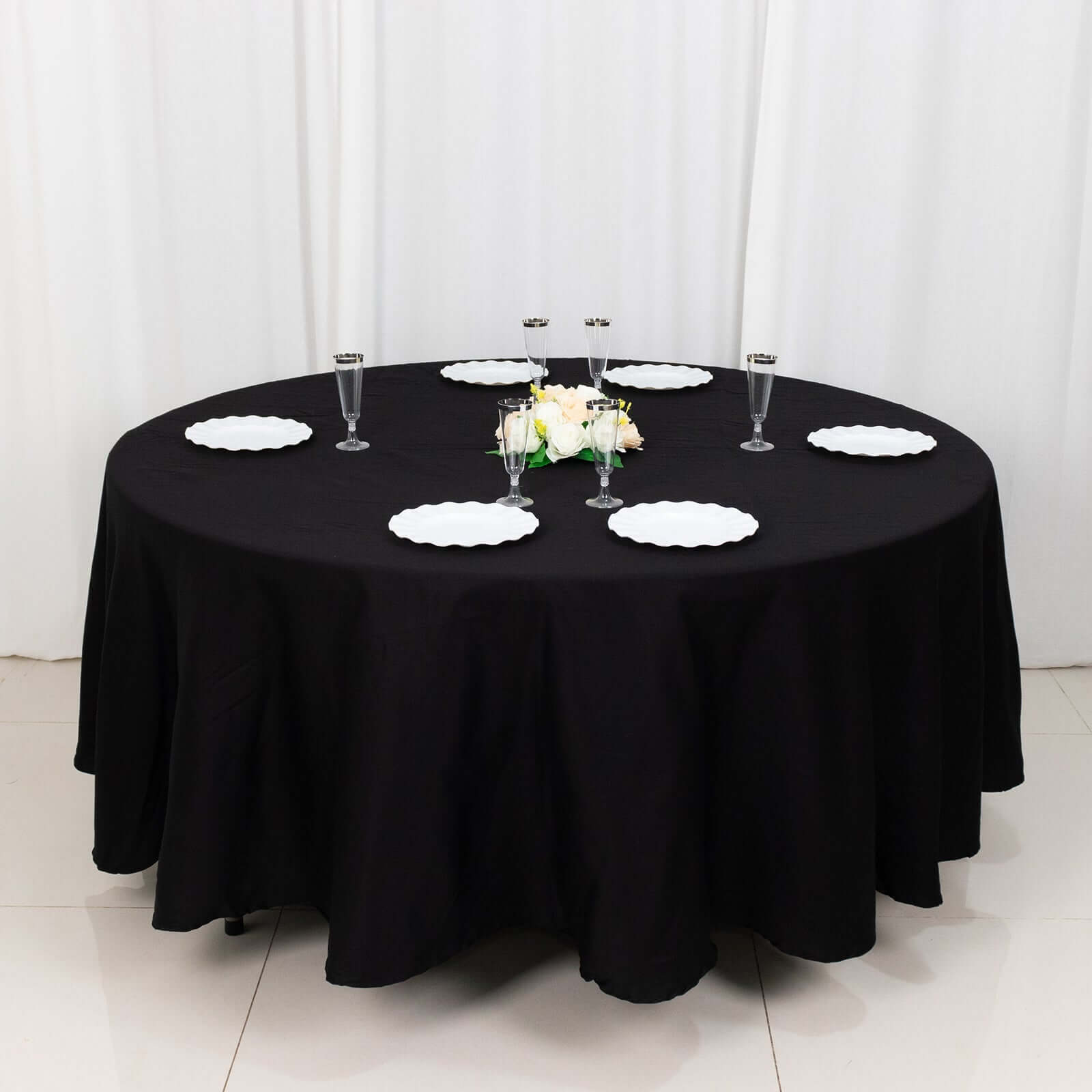 100% Cotton 108" Round Tablecloth Black Linen - Soft & Breathable Table Cover
