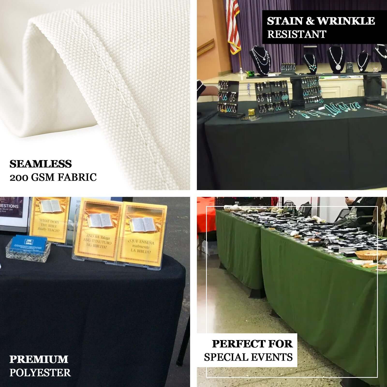 Fitted Polyester 96"x30" Rectangle Tablecloth Gold - Durable and Easy to Maintain Table Cover for Events for Trade Shows, Catering & Events