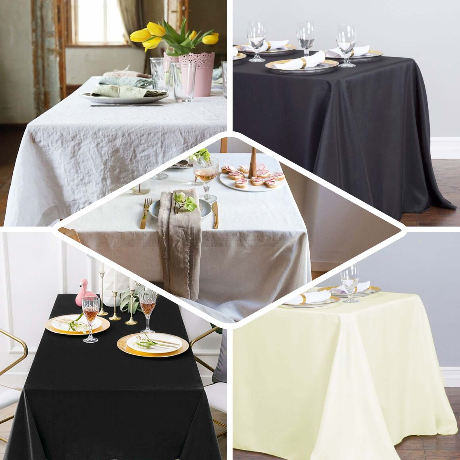100% Cotton 90"x132" Rectangle Tablecloth White Linen - Seamless, Soft & Breathable Table Cover