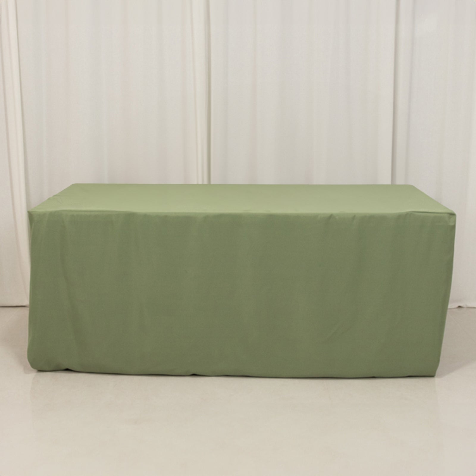 Fitted Polyester 72"x30" Rectangle Tablecloth Dusty Sage Green - Durable Table Cover