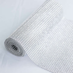 Crystal Rhinestone 10"x108" Table Runner Silver - Chic Diamond Accent
