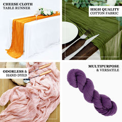 Gauze Cheesecloth 10ft Table Runner White - Soft & Rustic Boho Linen Runner
