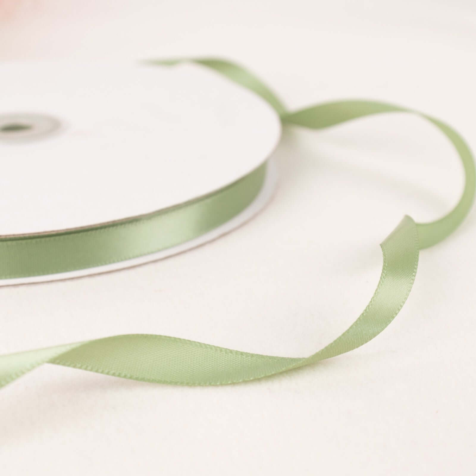 100 Yards 3/8" Sage Green Single Face Decorative Satin Ribbon