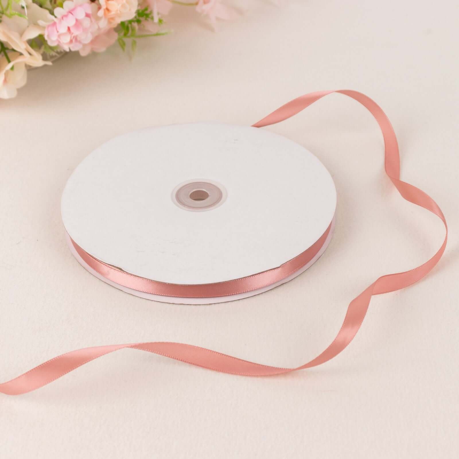 100 Yards 3/8" Dusty Rose Single Face Decorative Satin Ribbon
