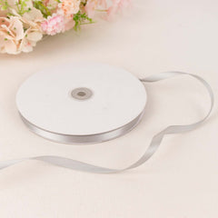 100 Yards 3/8" Silver Single Face Decorative Satin Ribbon