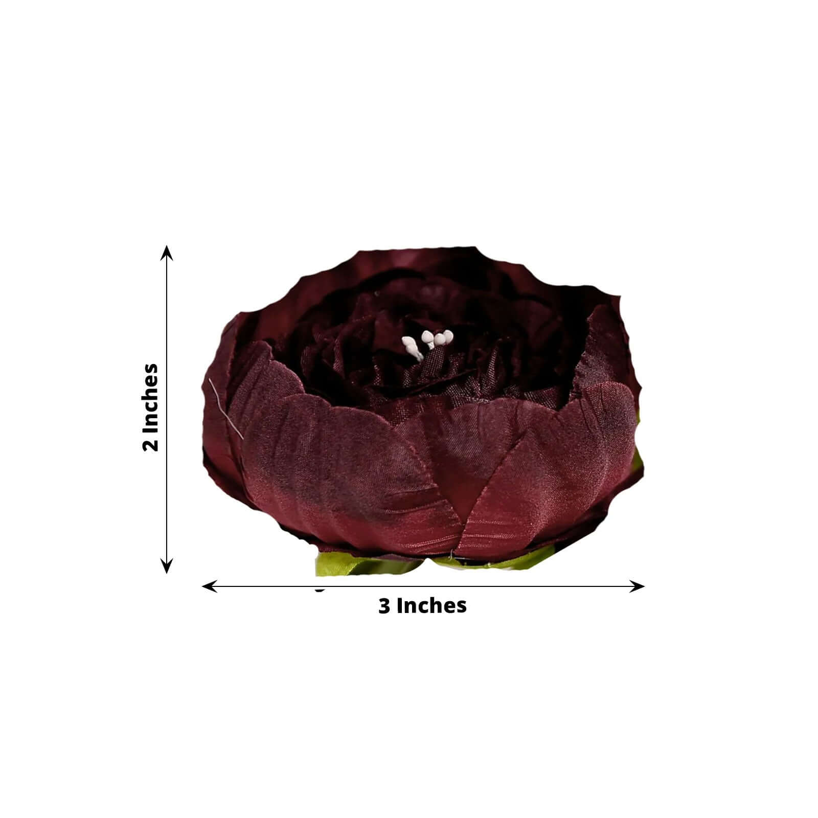 10-Pack Artificial Peony Flower Heads Burgundy - Versatile Faux Craft Flowers for DIY Event Styling Scrapbooking & Floral Arrangements 3"