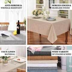 Faux Linen 60"x102" Rectangular Tablecloth White - Slubby Textured & Wrinkle Resistant Table Cover for Weddings and Special Events