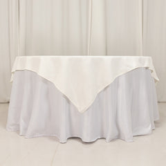 Cotton Blend 70"x70" Table Overlay Square Tablecloth Ivory - Wrinkle-Resistant Fabric Table Topper