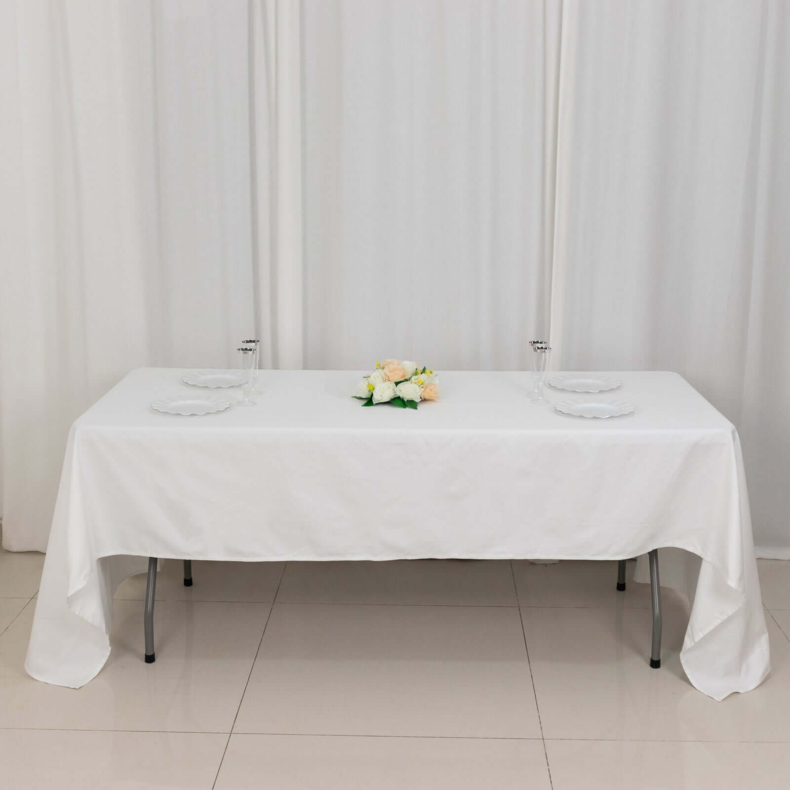 100% Cotton 60"x126" Rectangle Tablecloth White Linen - Sophisticated, Soft & Breathable Table Cover