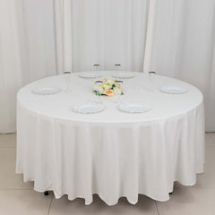 100% Cotton 108" Round Tablecloth White Linen - Sophisticated, Soft & Breathable Table Cover