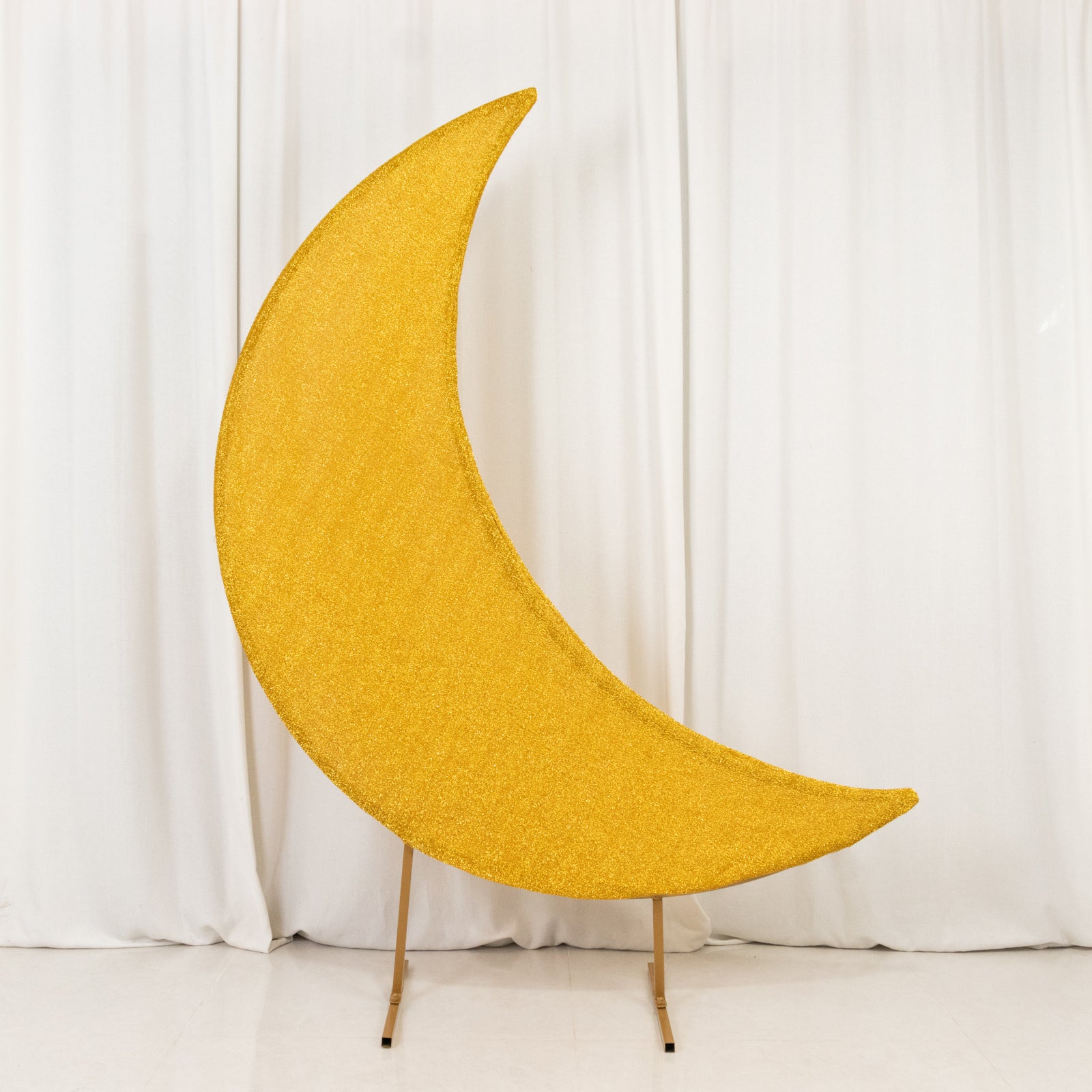 Gold Moon Backdrop Stand Cover Shimmer in Tinsel Spandex – Fitted Sparkly Wedding Arch Cover – 6.5ft