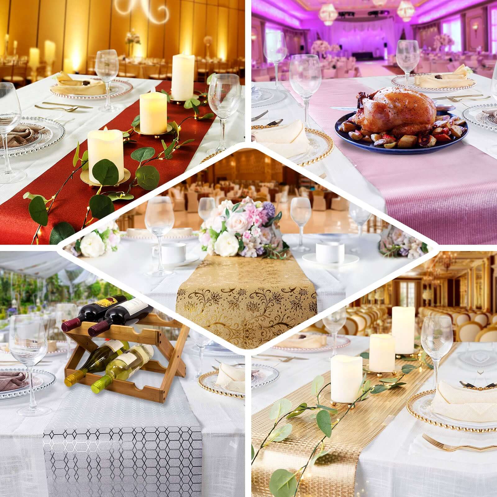 Glitter Paper 9ft Table Runner Roll Rose Gold Disposable Ridge Pattern Table Decor