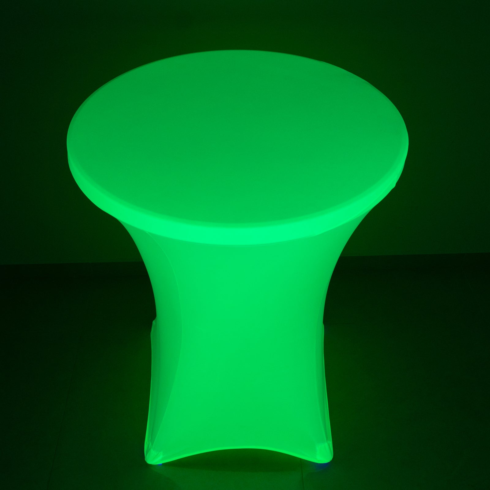 Glow Neon Green Fitted Spandex Cocktail Tablecloth – 30" Round, Wrinkle-Free Cover