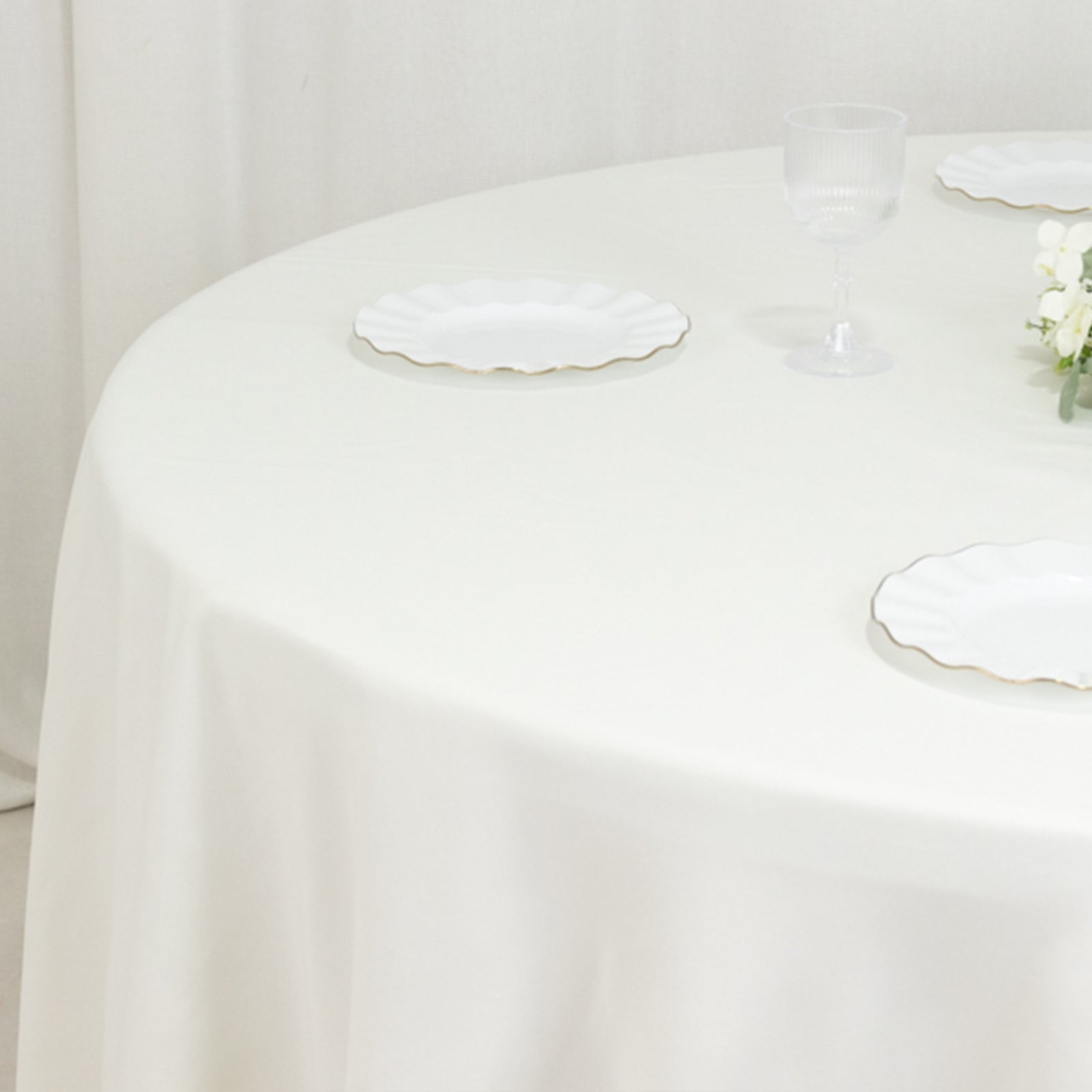 Fire Retardant Premium Polyester 108" Round Tablecloth Ivory - High-Performance Table Cover