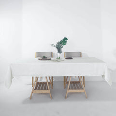 Faux Linen 60"x102" Rectangular Tablecloth White - Slubby Textured & Wrinkle Resistant Table Cover for Weddings and Special Events