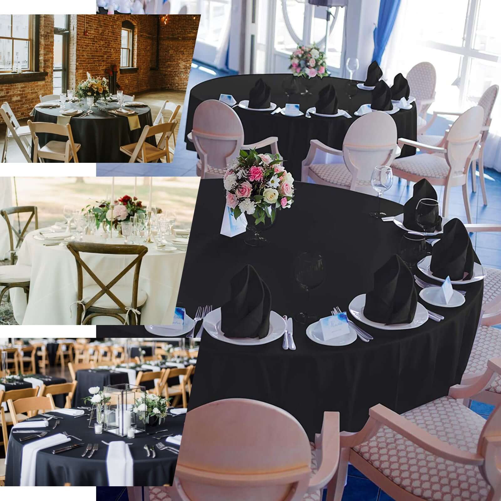 100% Cotton 90" Round Tablecloth Black Linen - Soft & Breathable Table Cover