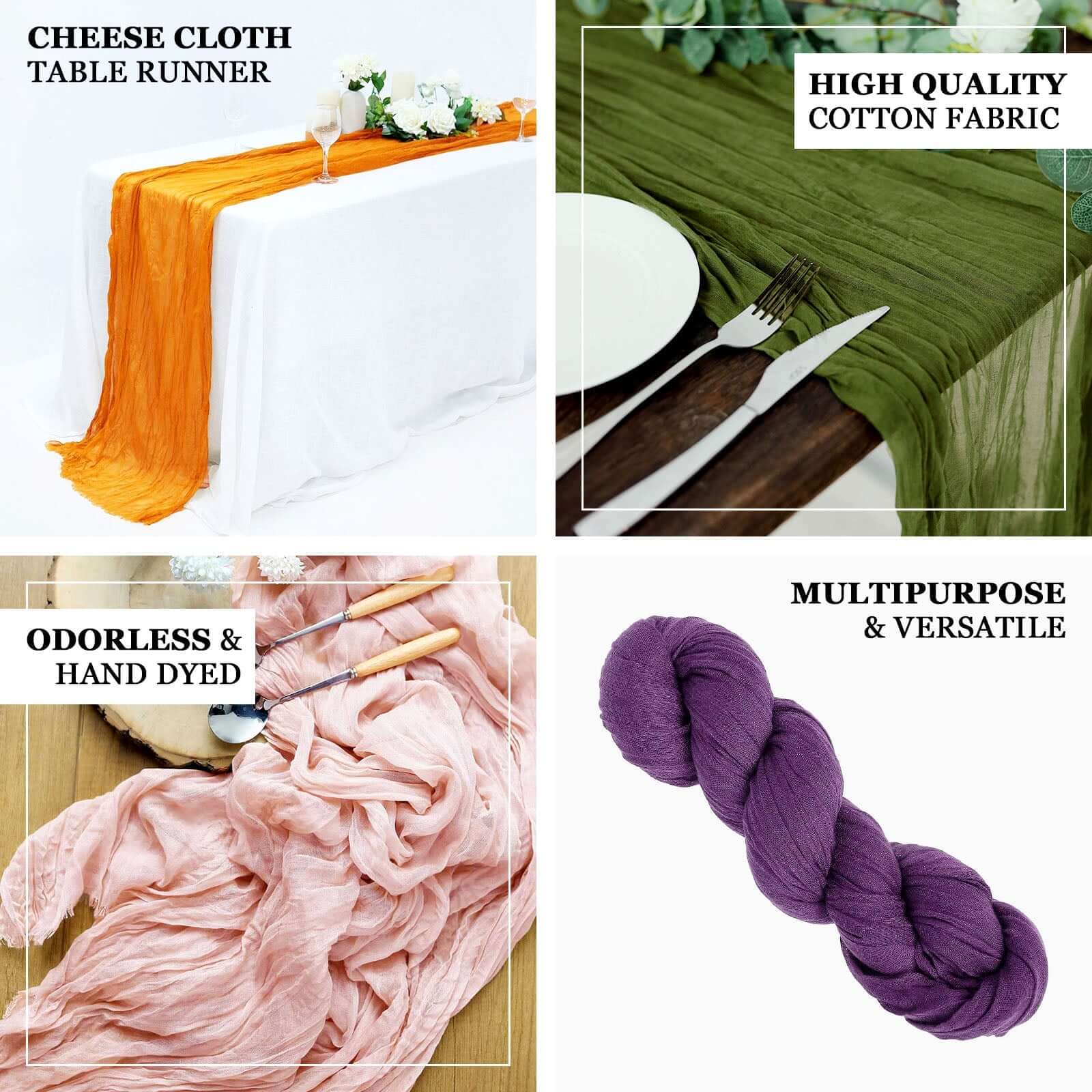 Gauze Cheesecloth 10ft Table Runner Sage Green - Rustic Boho Style