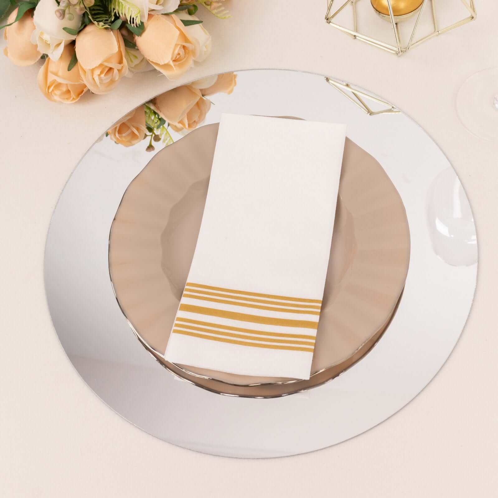 10-Pack Dining Plate Chargers Decorative Acrylic Mirror Silver Round - Lightweight Event Display 13"
