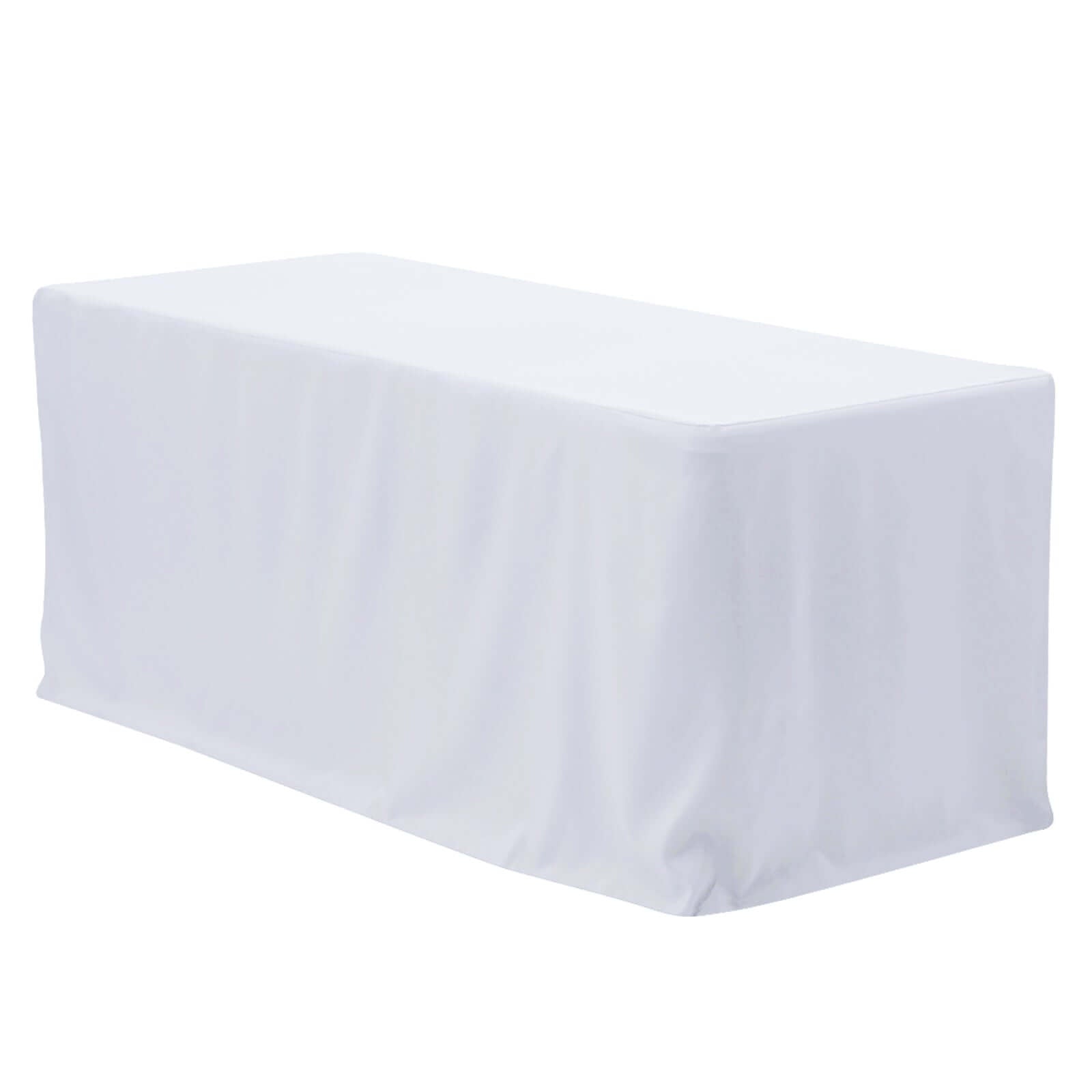 Fitted Polyester 48"x30" Rectangle Tablecloth White - Durable Table Cover for Everyday Use