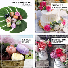 10-Pack Artificial Peony Flower Heads Burgundy - Versatile Faux Craft Flowers for DIY Event Styling Scrapbooking & Floral Arrangements 3"