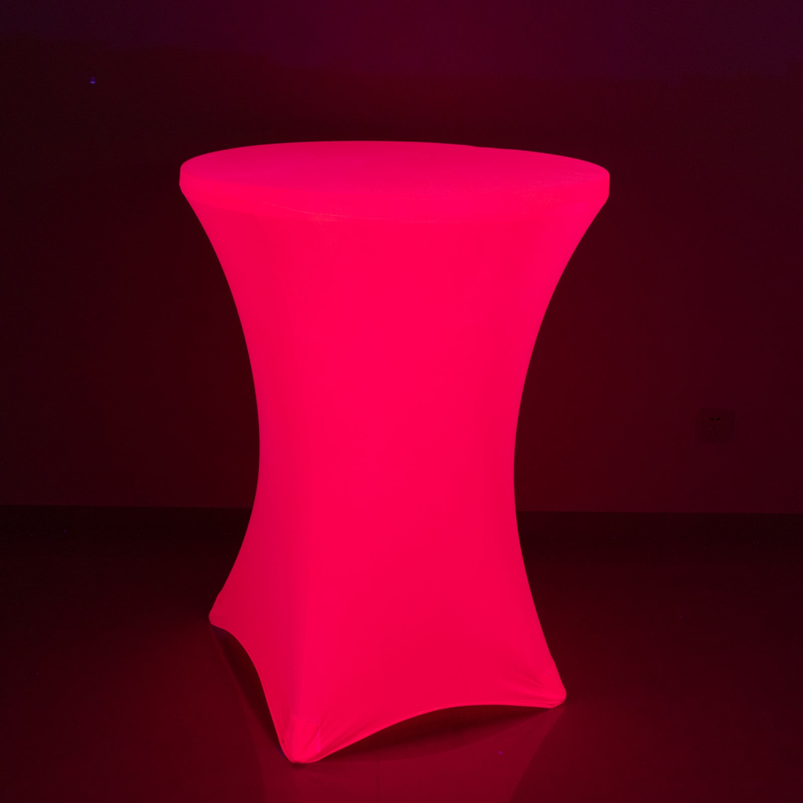 Glow Neon Fuchsia Fitted Spandex Cocktail Tablecloth – 30" Round, Wrinkle-Free Cover